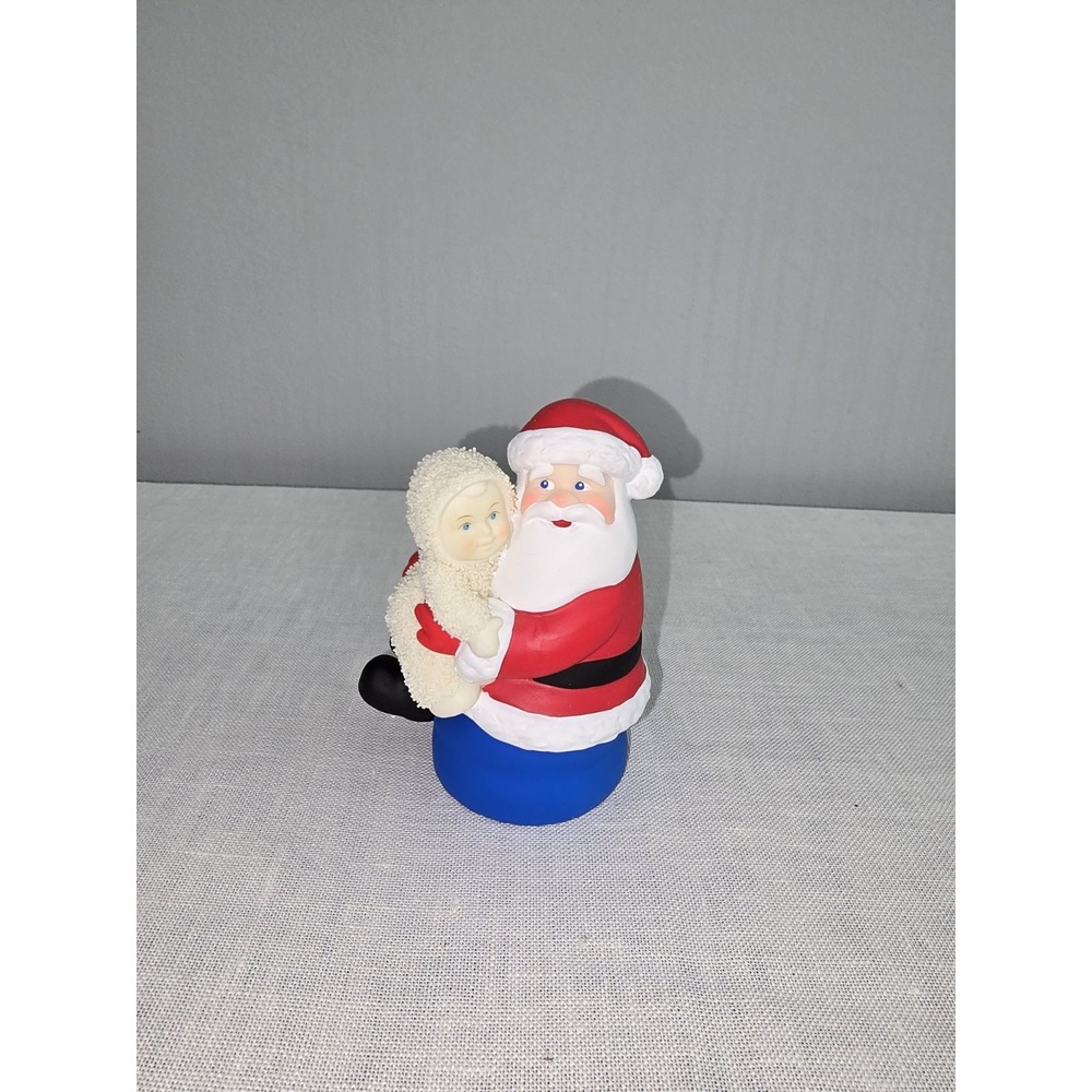 Dept 56 Snowbabies "I Love You Santa" Santa Sitting An A Blue Ottoman W/Snowbaby